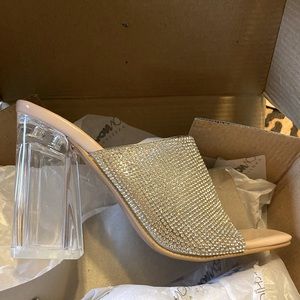 Super sexy Fashion Nova sparkly and clear heels
